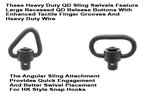 Rifle Sling Swivels 1-1/4" Width 300LB Heavy Duty Quick Detach Sling Loop 4036 