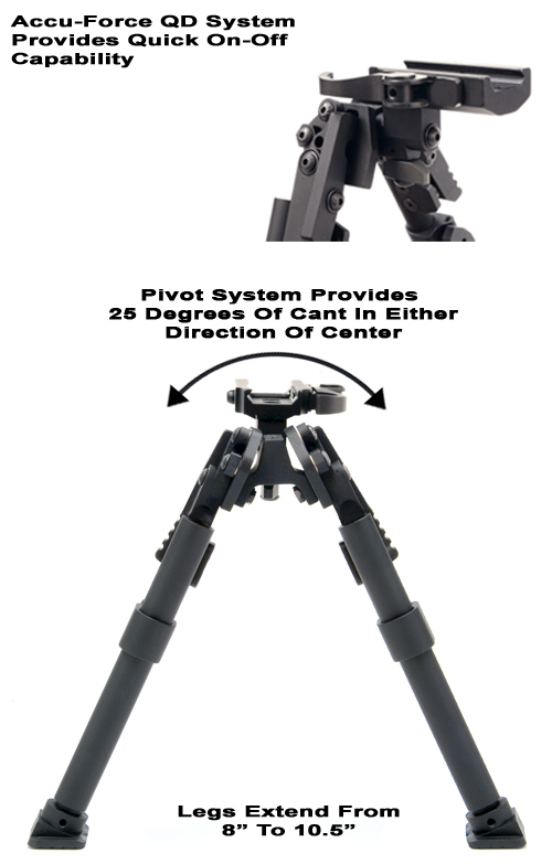 GG&G XDS Quick Detach Bipod – Aluminum & Steel – Standard Rail Mount – GGG-1407 – Made In USA