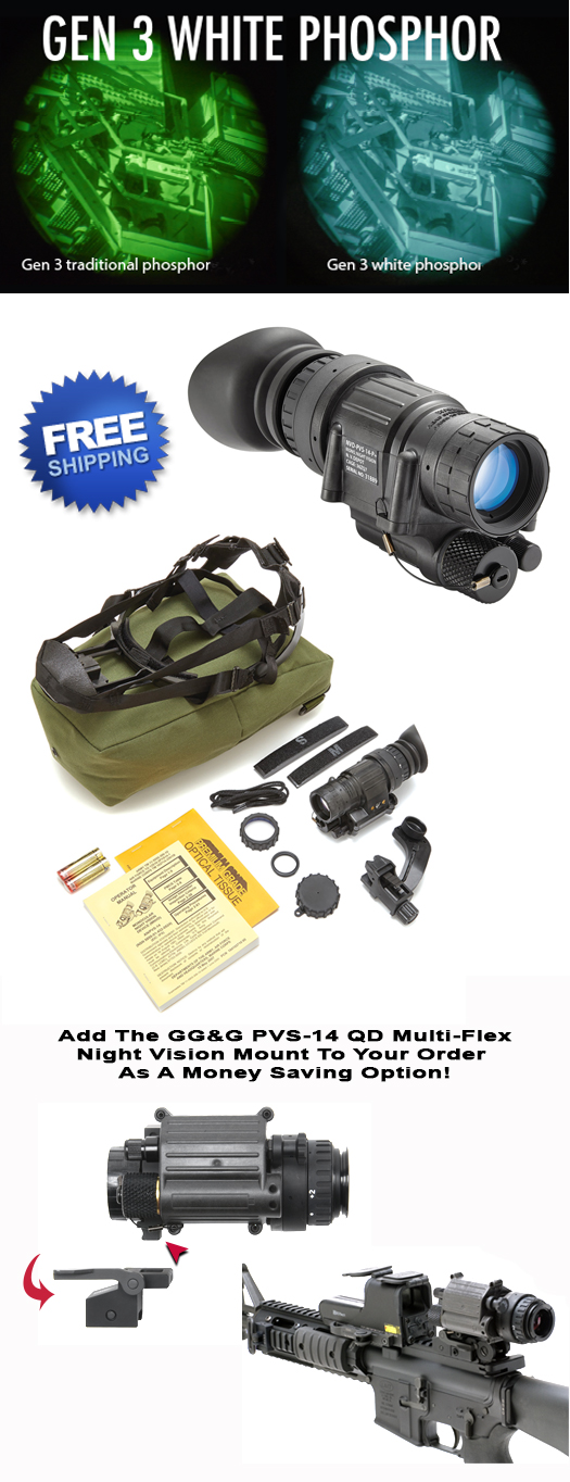 Pvs 14 Night Vision Scope White Phosphor Package Gg G Tactical Accessories