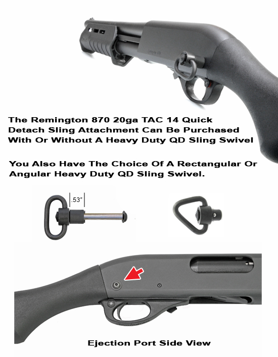 Shotgun Quick Detach Sling Swivel Cap Mounting Kit for 20GA REM 870 EXP Gun 