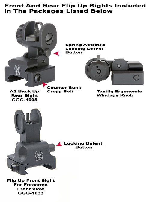 AR Front And Rear Sight Packages Manually Deployed