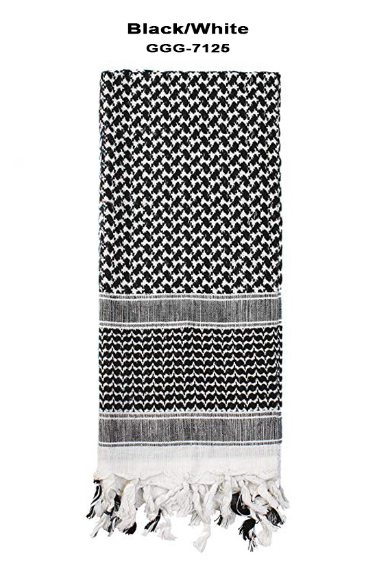 Shemagh Tactical Desert Scarf - Black/White